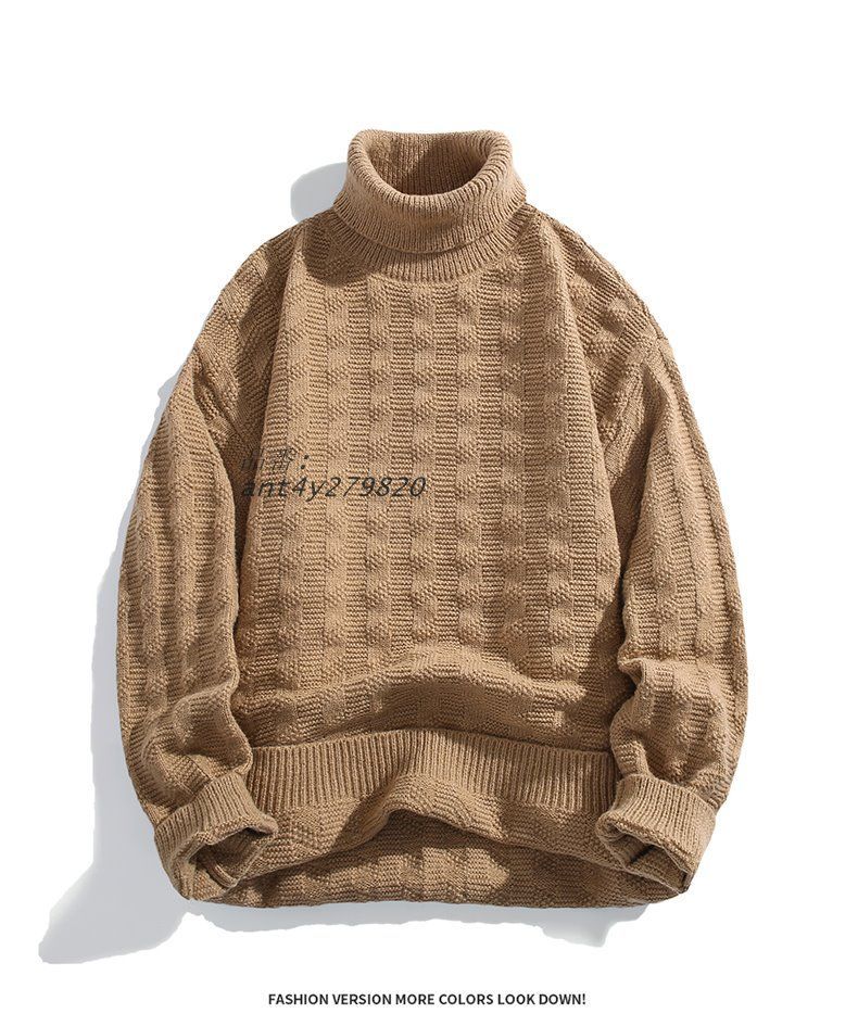 リブニット リブニット セーター メンズ ニット タートルネック ハイネック 無地