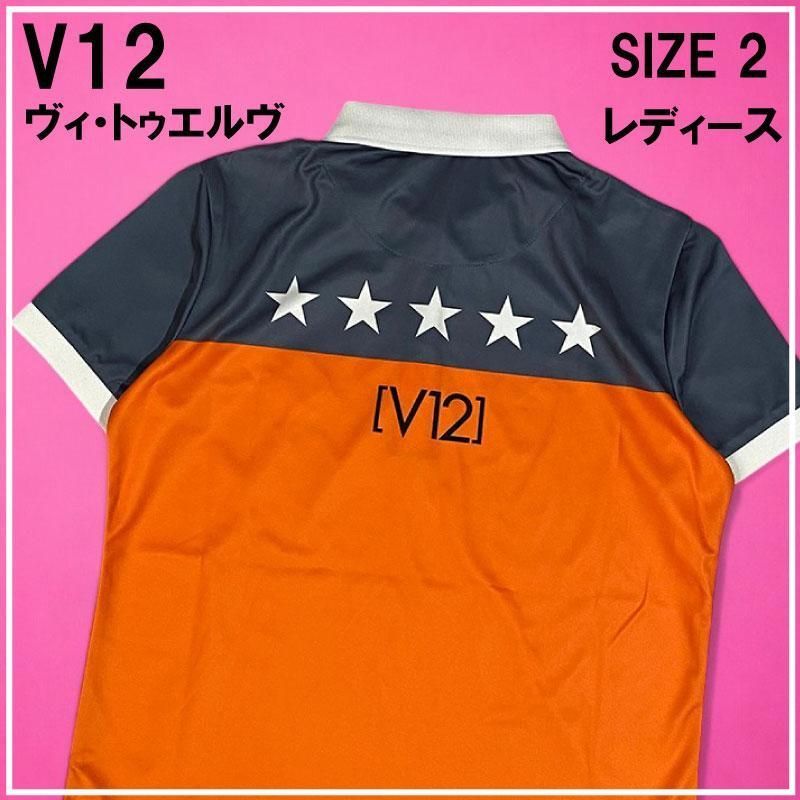 V12 ヴィトゥエルブ 半袖 ポロシャツ オレンジ ゴルフ スター 2