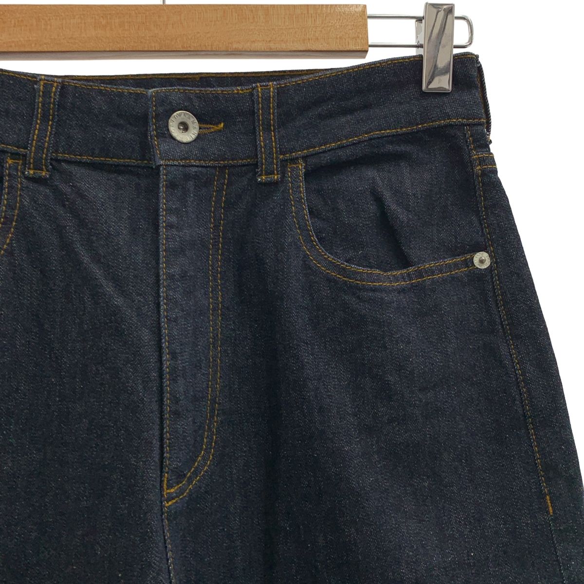 EMPORIO ARMANI | エンポリオアルマーニ | ロゴレザーパッチ 濃紺デニム ロールアップ ワイドパンツ | 27 | インディゴ | レディース