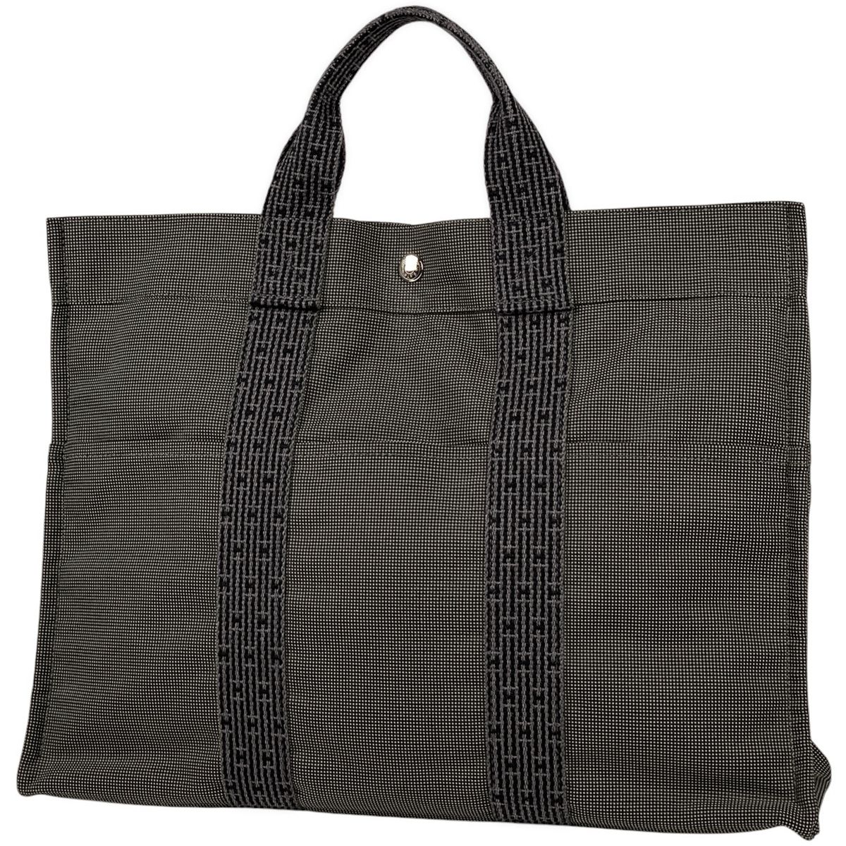 エルメス HERMES エールライン MM ハンドバッグ トートバッグ ナイロンキャンバス グレー レディース
