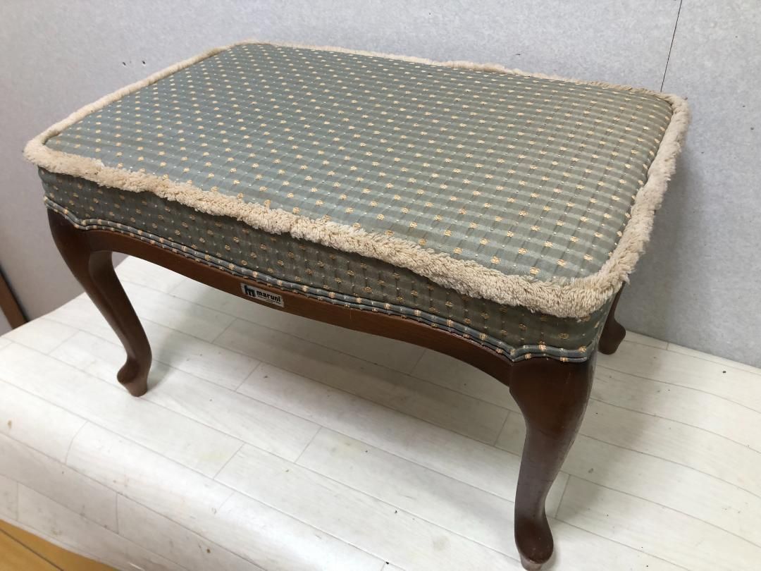 maruni マルニ木工 ヴィンテージ オットマン 猫脚 スツール クラシック 木製 70〜80年代 椅子 座面布張り フットスツール 251016-9