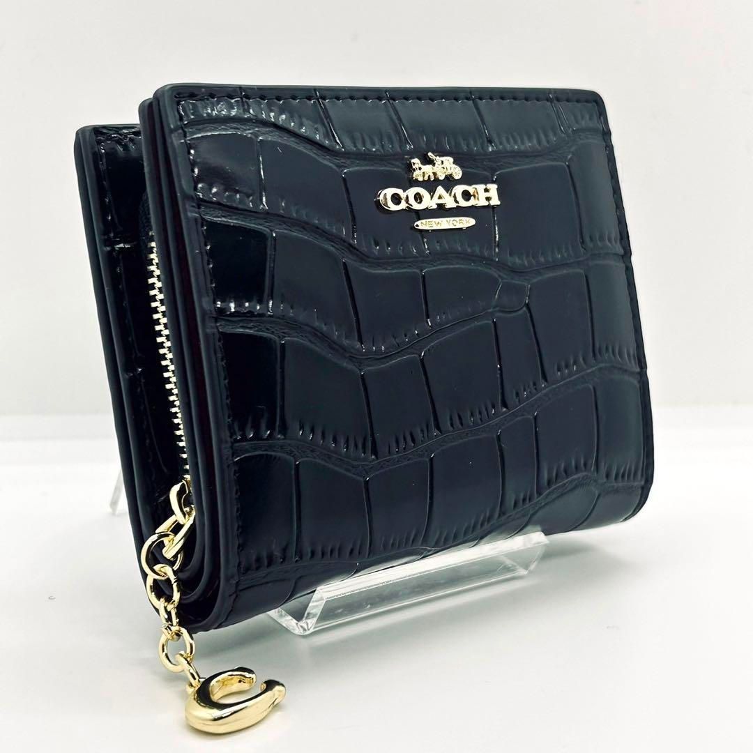 新品未使用 コーチCOACH 折り財布 クロコ型押し ブラック - メルカリ