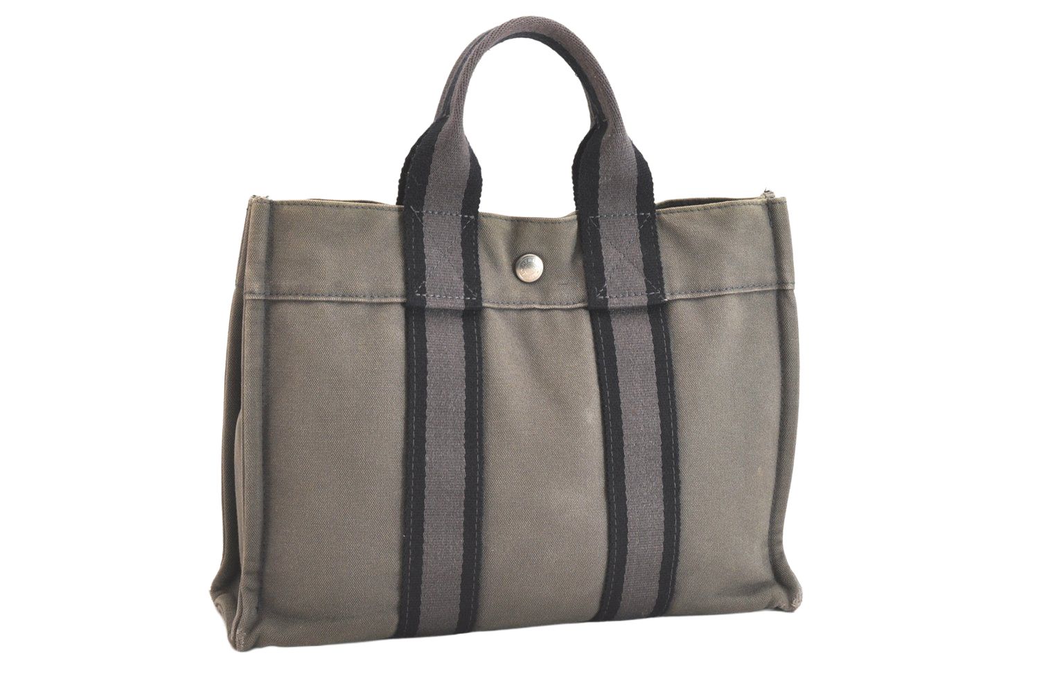 HERMES エルメス ヴィンテージ フールトゥ PM ハンドトートバッグ キャンバス グレー 2769N