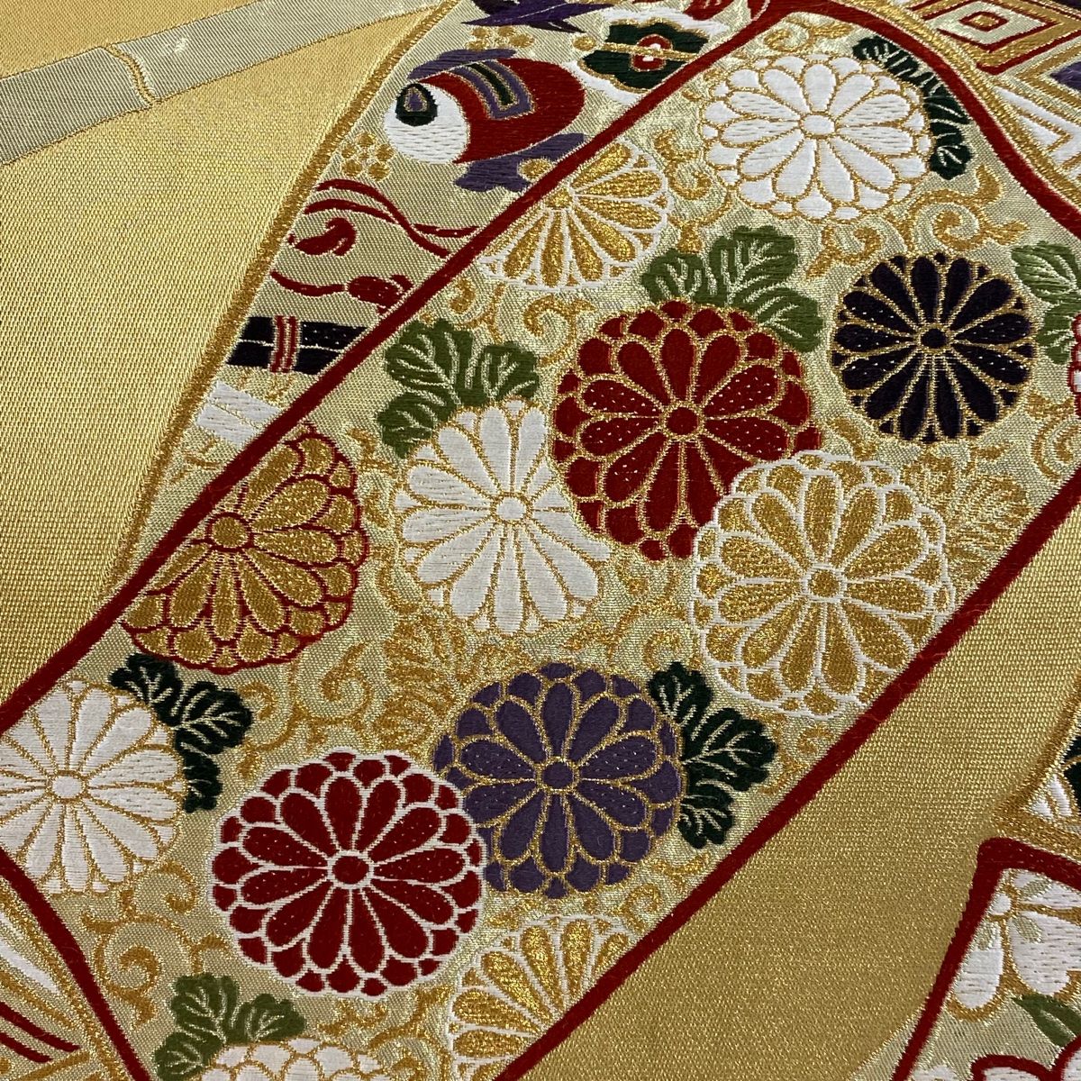 袋帯 宝尽くし 花模様 花唐草模様 金色 金銀糸 KO-1197 袋帯 宝尽くし 花模様 花唐草模様 金色 金銀糸 KO-1197