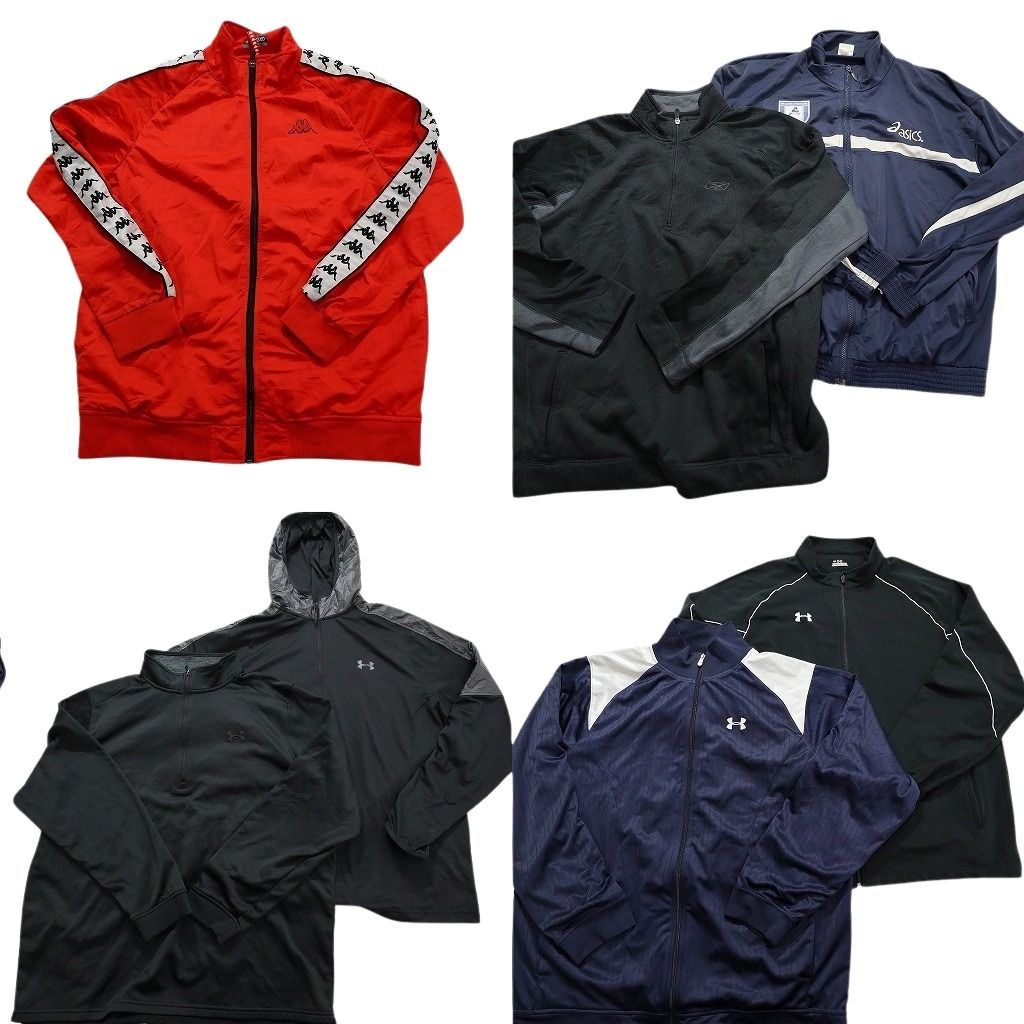 古着卸 まとめ売り スポーツブランドMIX ジャージ/トラックジャケット 7枚セット (メンズ 2XL ) アシックス リーボック 中古 古着 MY3893