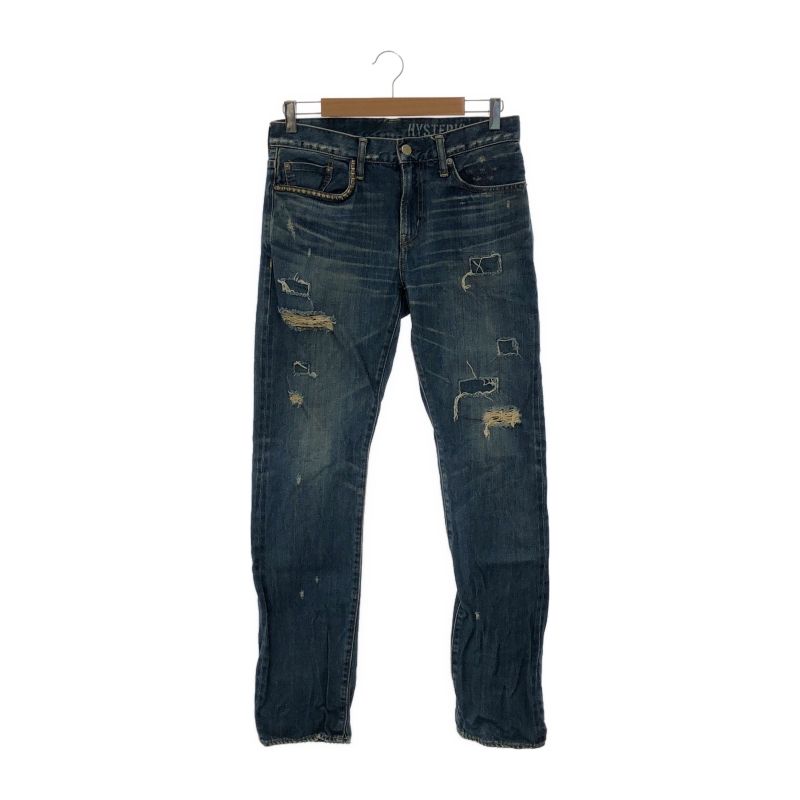 【中古】HYSTERIC GLAMOUR スクエアウインドウリメイクスリムストレートデニム　30　02213AP14　ヒステリックグラマー[66]