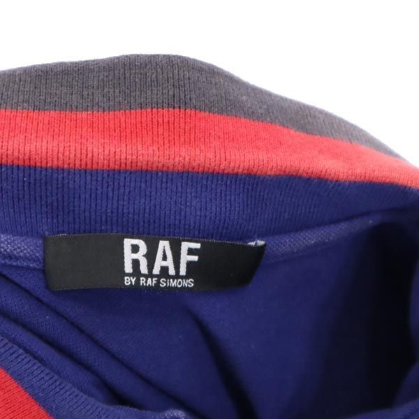 ラフシモンズ 半袖 ポロシャツ ブルー系 RAF SIMONS 鹿の子 ロゴ刺繍
