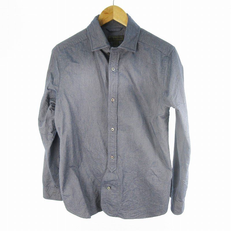 ナイジェルケーボン NIGEL CABOURN BRITISH OFFICERS SHIRT ブリティッシュ オフィサーズ 長袖 シャツ 8048-00-10000 紺 ネイビー インディゴ 48