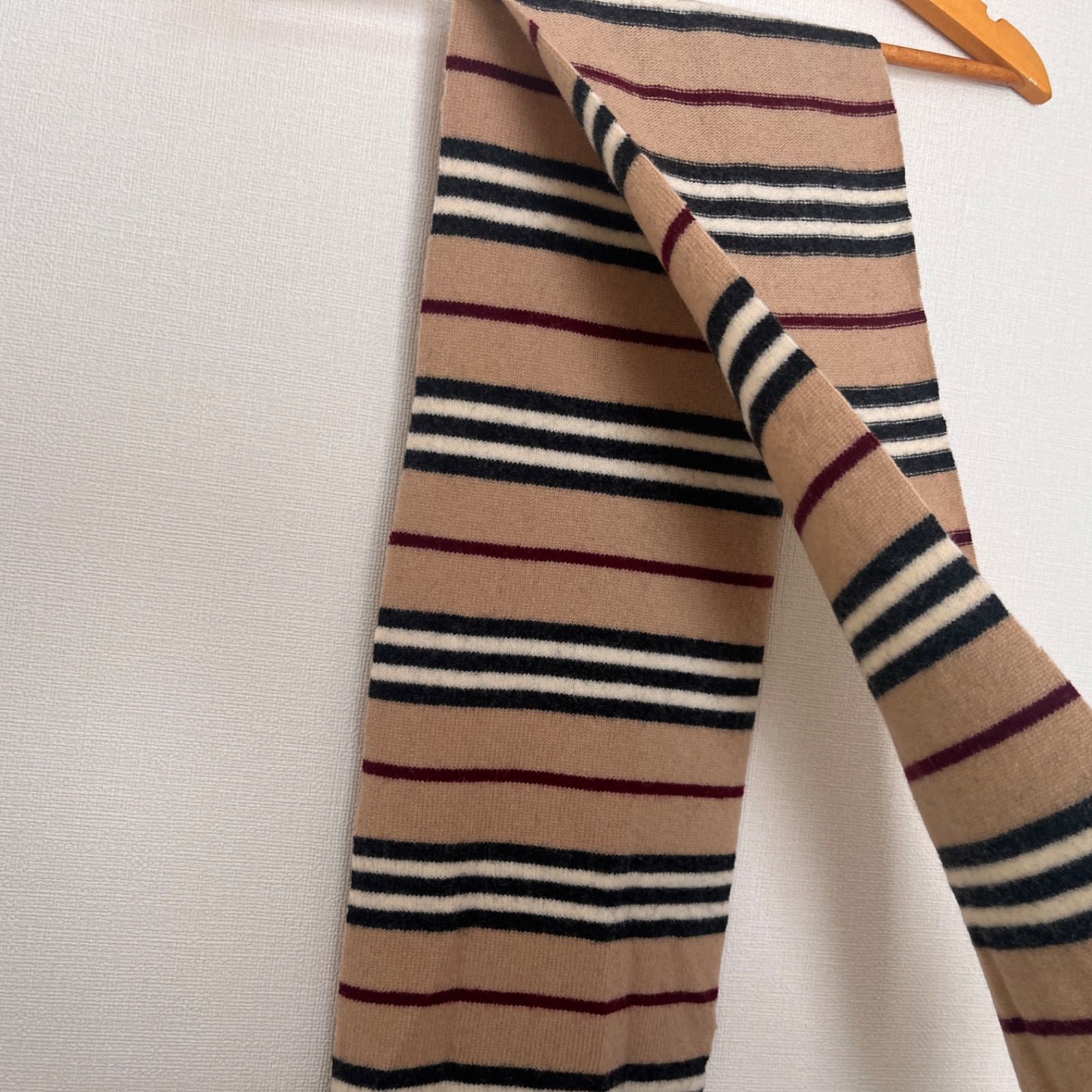 【大特価】BURBERRY  バーバリー　ボーダーマフラー　ウール　美品　最終価格　BIGセール　管理番号7