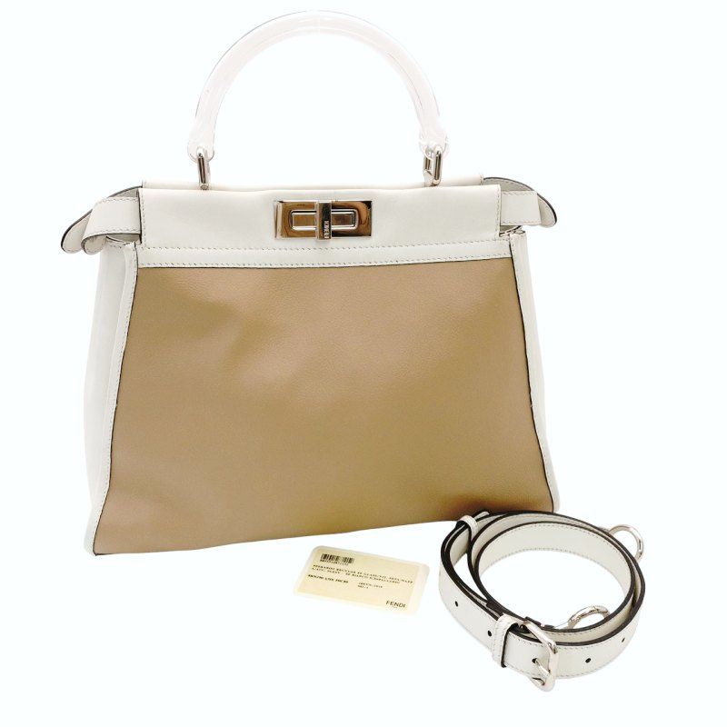 FENDI(フェンディ) ピーカブー ハンドバッグ 2WAY ショルダー トート カーフ グレージュ ゴールド 8BN290 40800038190【アラモード】 FENDI フェンディ ピーカブー 2way ハンドバッグ ショルダーバッグ