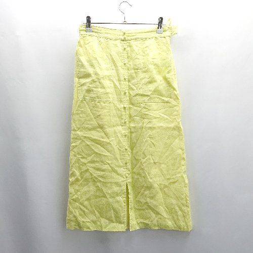 UNITED ARROWS 総レースタイトスカート イエロー ◇ Θ BEAUTY＆YOUTH UNITED ARROWS リネン100% ひざ下丈 タイト