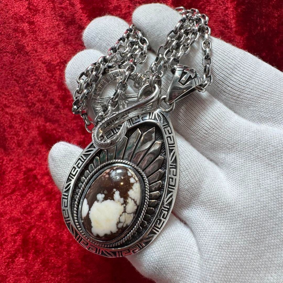  ワイルドホース 大きなペンダントトップ 68.6 g サード SAAD ネックレス アクセサリー