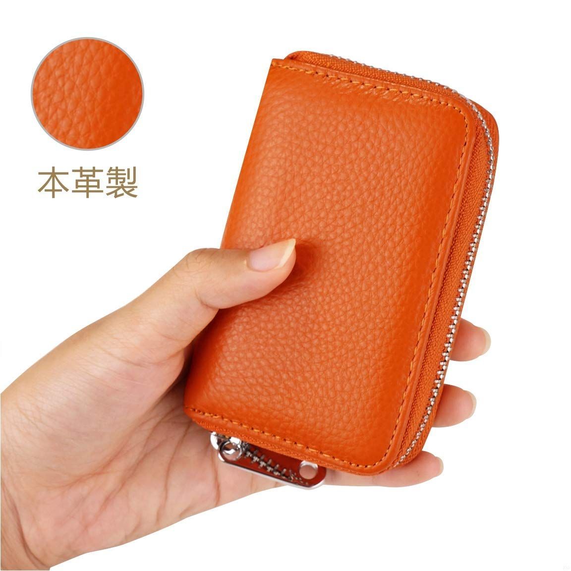 新品  Women Men Wallet Card オレンジ キーケース コイン