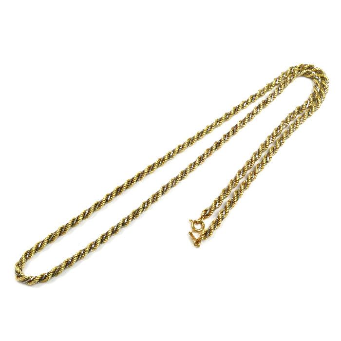 K18YG 18金 ロングネックレスイタリア中古品70cm カットロープ