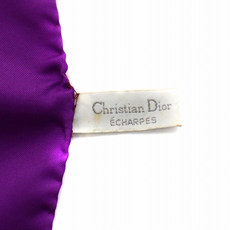 クリスチャンディオール Christian Dior スカーフ シルク 絹 紺 