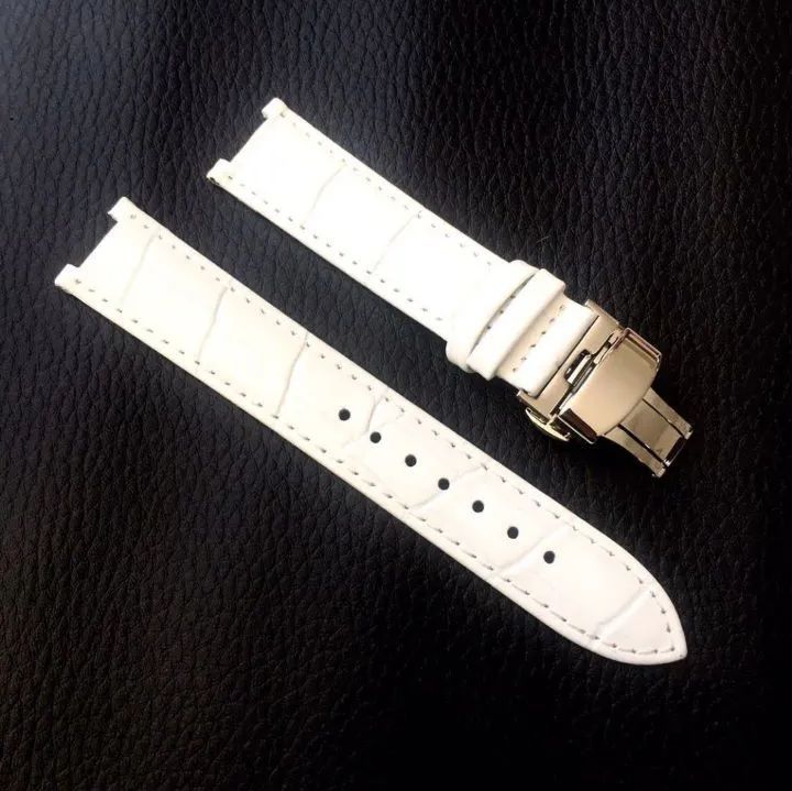 腕時計 凹型 革 レザーベルト ホワイト 白 20mm Dバックル 防水仕様