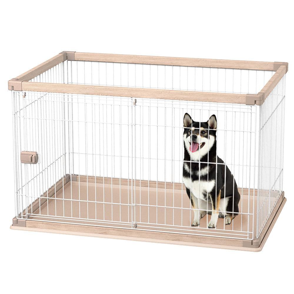 中型犬用 ライトナチュラル ウッディサークル 幅約120×奥行約80×高さ約71cm サークル 犬 PWSR-1280V アイリスオーヤマ