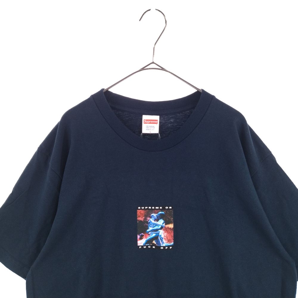 SUPREME (シュプリーム) 17SS Cyber Tee SUPREME OR FUCK OFF サイバーT プリントTシャツ 半袖カットソー  ネイビー