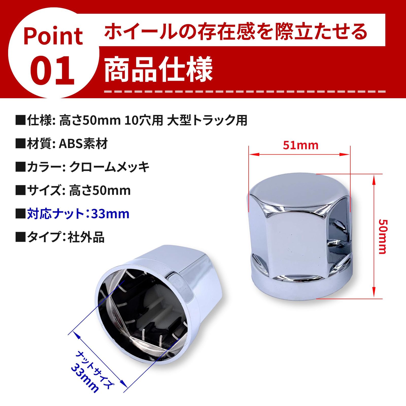 トラック ナットキャップ41mm☆ステンレス☆JIS規格41mm ミドル☆24個 