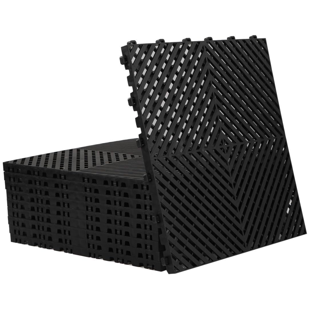 ISL ガレージタイル フラットタイプ ブラック 10枚セット 40×40×1.8cm 業務用 高耐荷重モデル