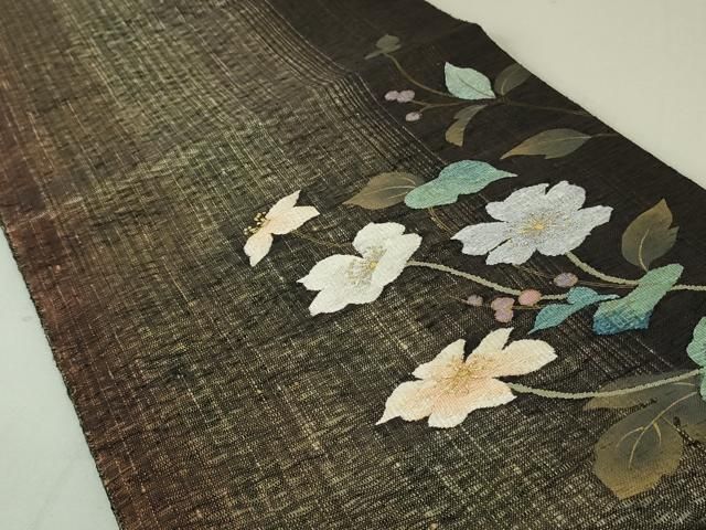 平和屋着物○太鼓柄袋帯 すくい織 草花文 金糸 正絹 逸品 DAAT0296ob