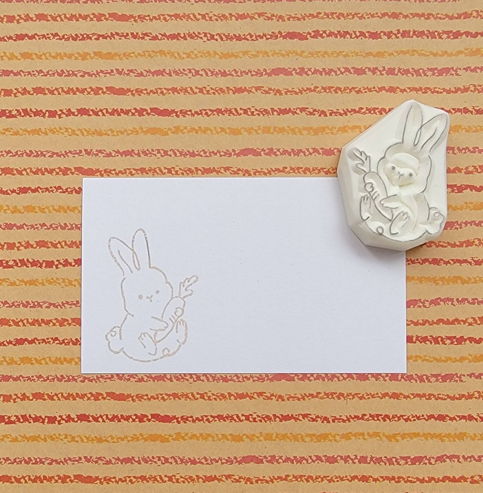 消しゴムはんこNo.82  うさぎとカフェボウル 消しゴムはんこNo.82 うさぎとカフェボウル