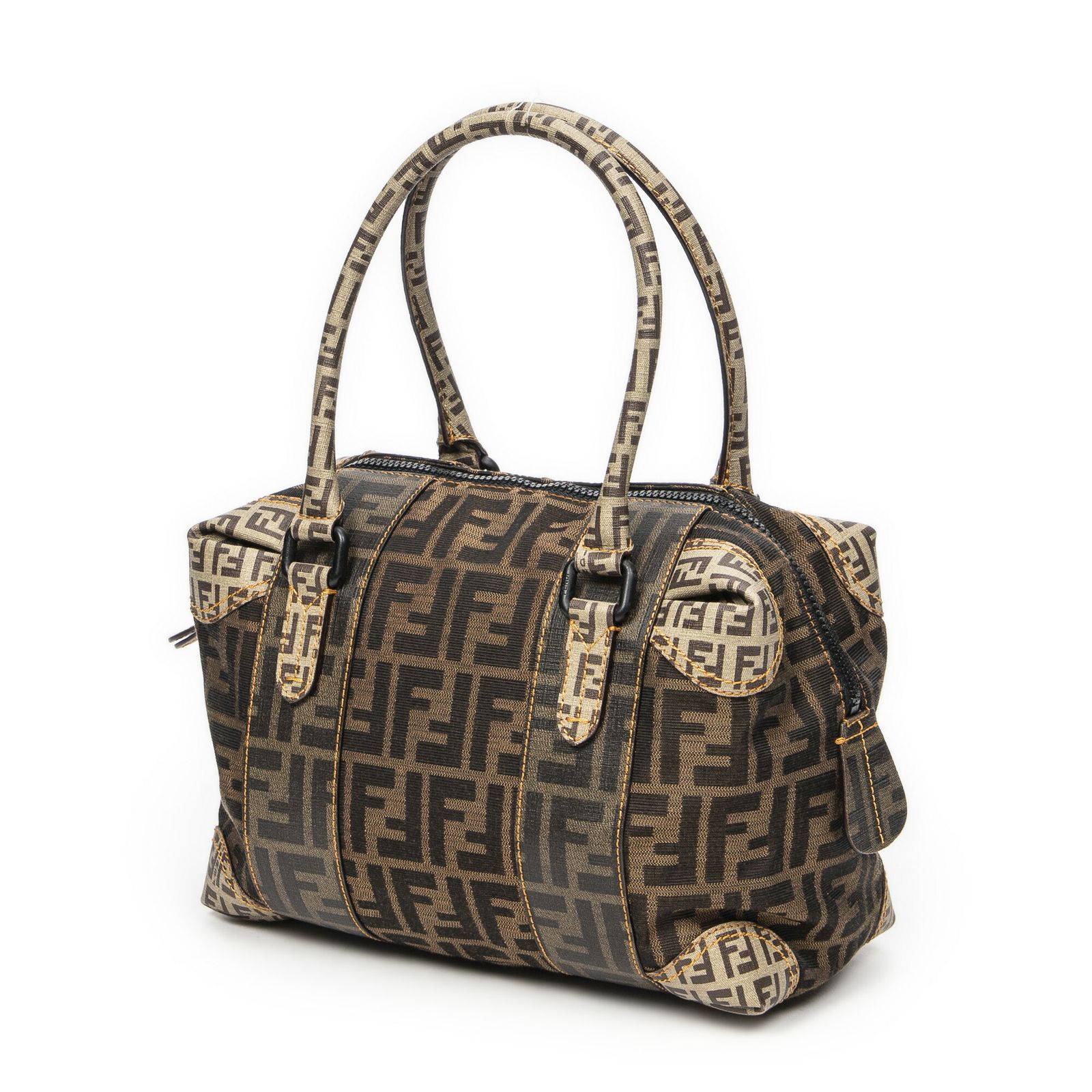 FENDI フェンディB Mix Boston茶色ズッカキャンバスA