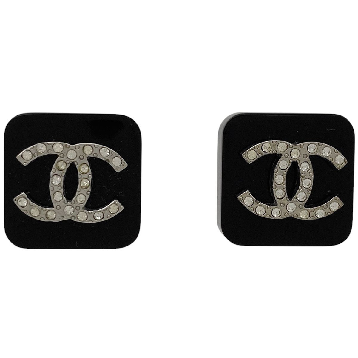在庫一掃 シャネル CHANEL ココマーク ラインストーン イヤリング スクエア イヤリング GP プラスチック ゴールド ブラック レディース