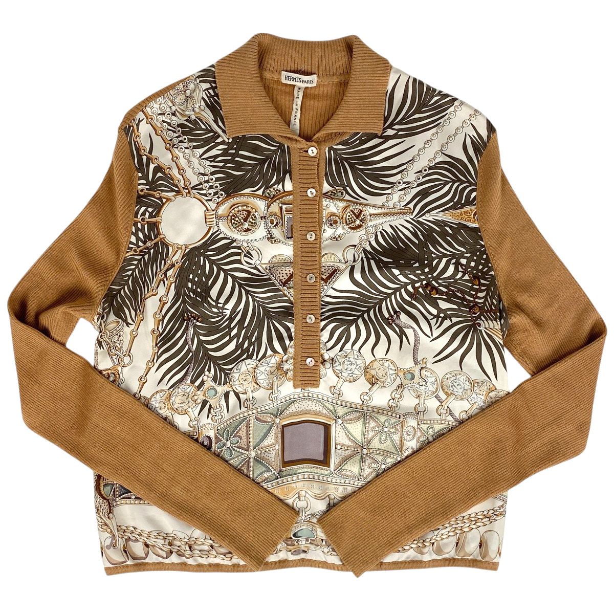 エルメス HERMES ニット切り替え カットソー 長袖 マルジェラ期 トップス カットソー ブラウン レディース