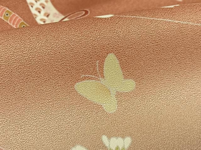 平和屋着物○訪問着 友禅 駒刺繍 花蝶文 横笛 暈し染め 金彩 鈴乃屋