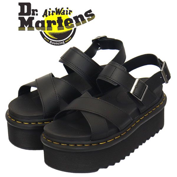 Dr.Martens (ドクターマーチン) WMS 30717001 VOSS II QUAD クロスストラップ レディース レザーサンダル BLACK Dr.Martens UK4-約23.0cm