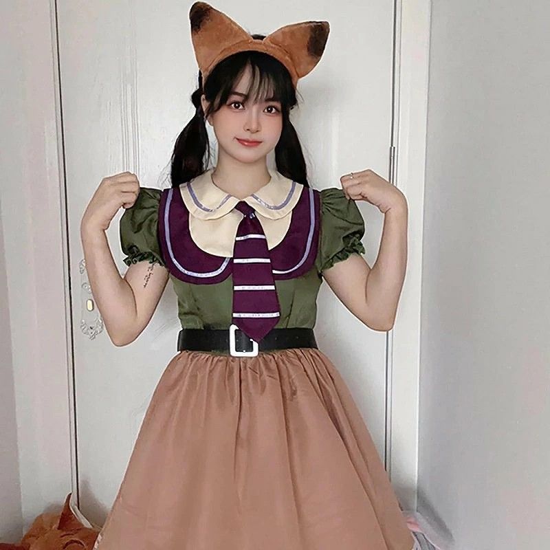 新品タグ付きコスプレロリータ衣装2点セットメルカリでハロウィン ハロウィン コスプレ 可愛い ウサギ警察 キツネ詐欺師 ポリス