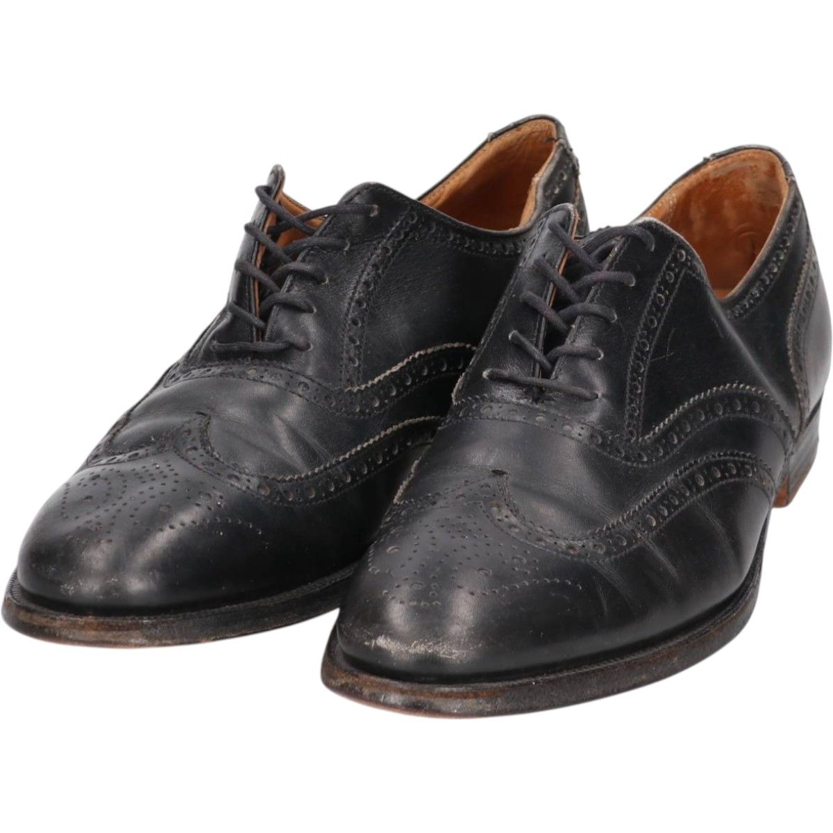 古着 クロケットアンドジョーンズ CROCKETT & JONES セミブローグ ウイングチップシューズ 英国製 7F メンズ25.5cm相当/saa013465
