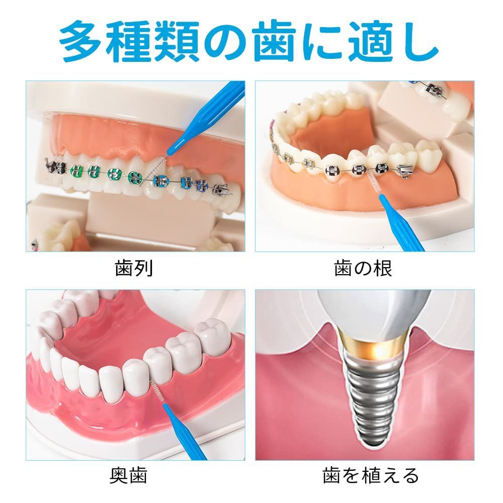  繰り返し使用 ブルー 高耐久性 歯間清掃 ようじ 歯間 携帯用 しかんブラシ 細タイプ やわらか しかんぶらし i字型 20本入 SSS-M 歯間ブラシ 歯間ブラシ オーラルケア