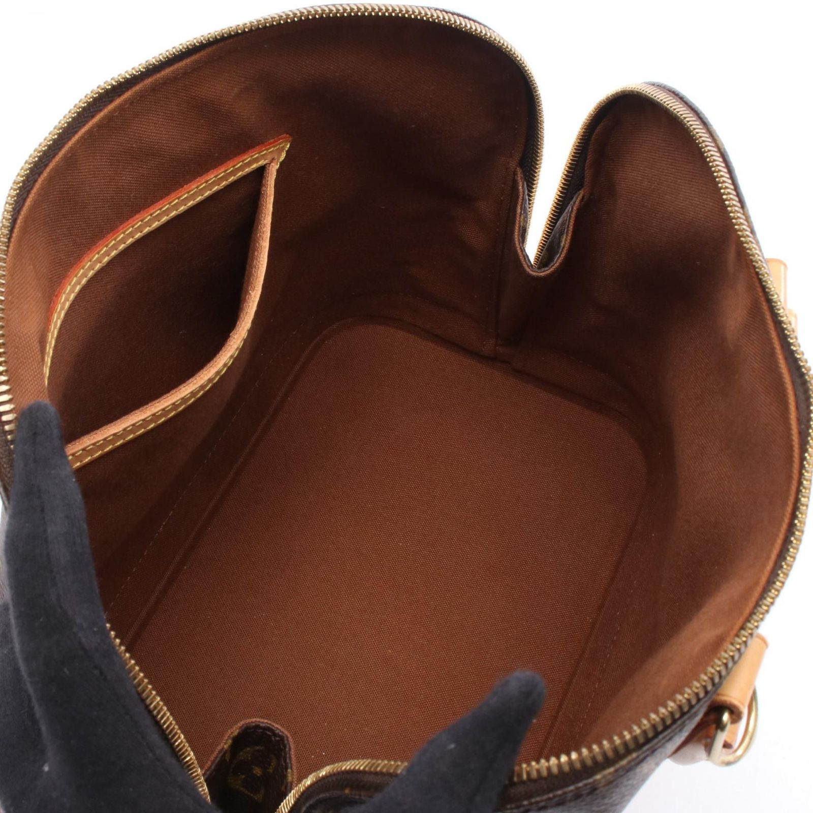 ルイヴィトン アルマ PM モノグラム ハンドバッグ PVC レザー ブラウン