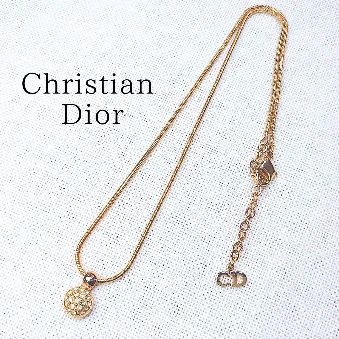 Christian Dior CD クリスチャンディオール ラインストーン ネックレス