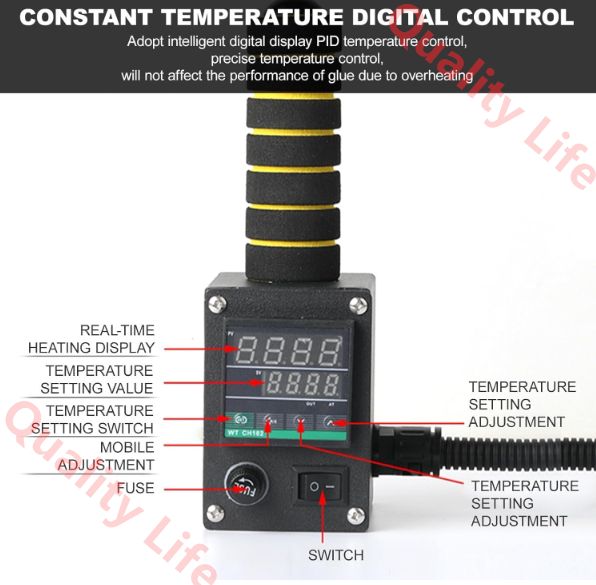サイズの接着剤ローラー4PC 加熱範囲50-220℃ クラフトおよびボンディングおよび固定プロジェクト用の商用ホットメルト接着剤ローラーマシンを備えたプロのハンドプッシュホットメルト接着剤ディスペンサー 50ml HRDEVELOPMENT_JP