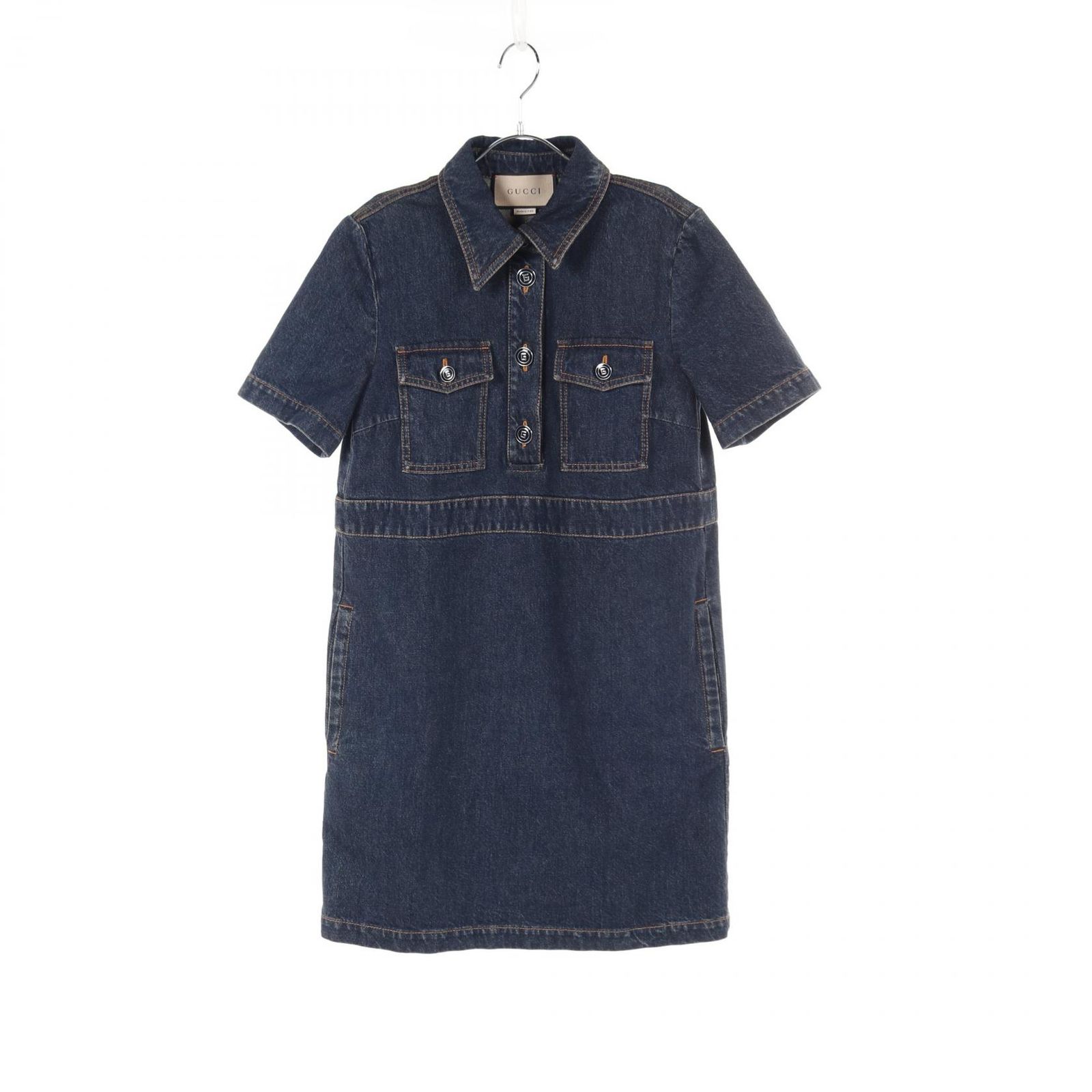 GUCCI デニム 襟付き 半袖ワンピース グッチ GUCCI ワンピース デニム 776564 インディゴブルー コットン