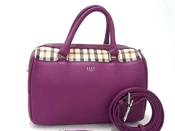 DAKS ダックス レザー×PVC 2WAY クロスボディ ハンドバッグ ショルダーバッグ 斜め掛け レディース パープル系 GA4293