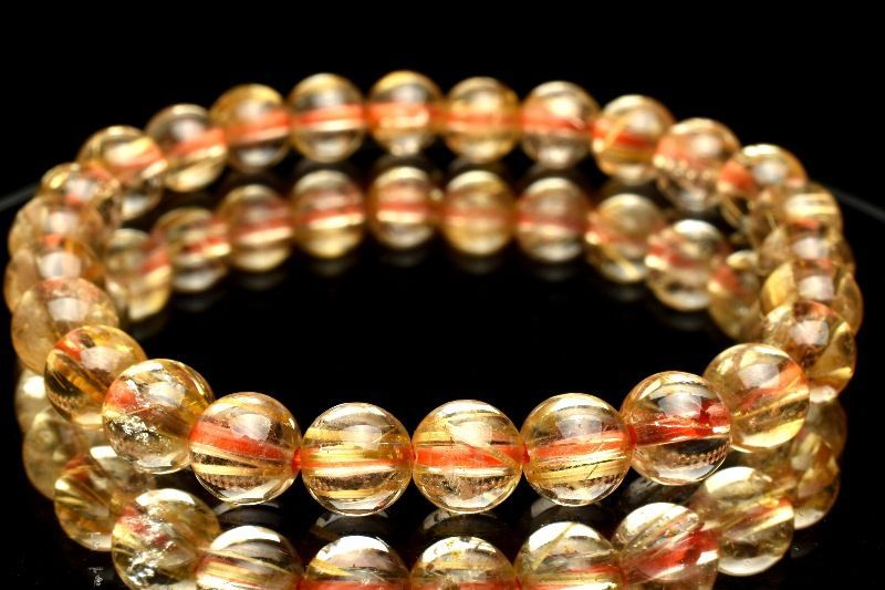 アクセサリー ゴールドルチルクォーツ ブレスレット 12.7mm 金針 