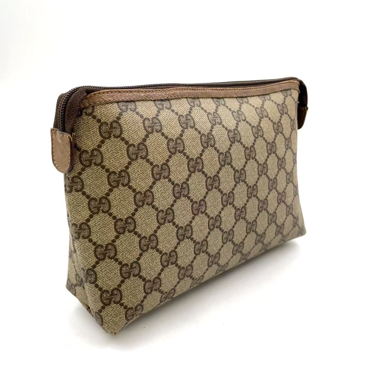 GUCCI GG柄 オールドグッチ レザー×PVC ベージュ ポーチ