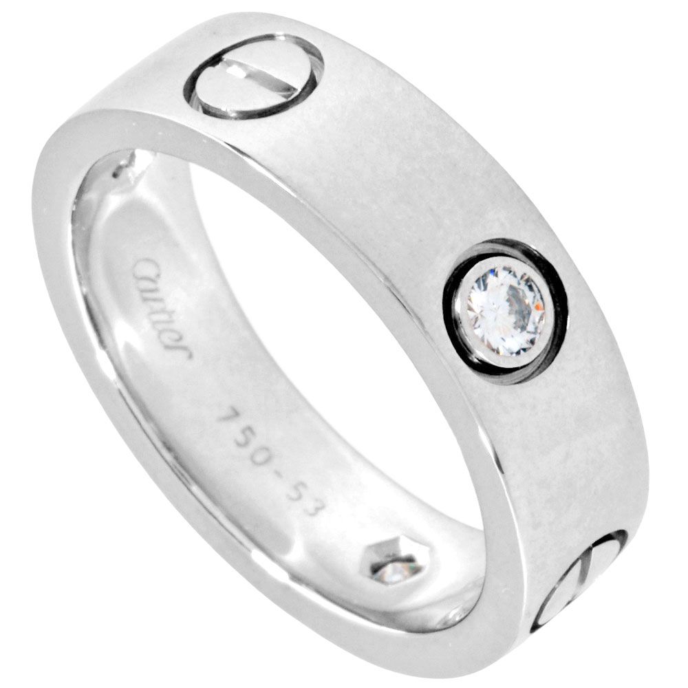 カルティエ Cartier 3P ダイヤ ラブリング リング 指輪 ダイヤモンド 53 K18WG 8.5g