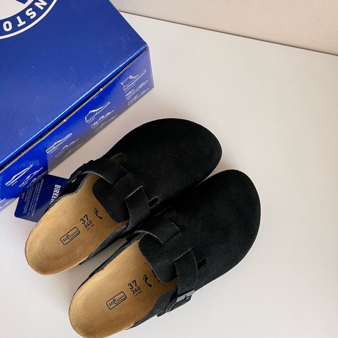 BIRKENSTOCK Boston / ビルケンシュトック ボストン スエード レザー ブラック ナロー幅 箱付 男女兼用 (35-44) -  メルカリ