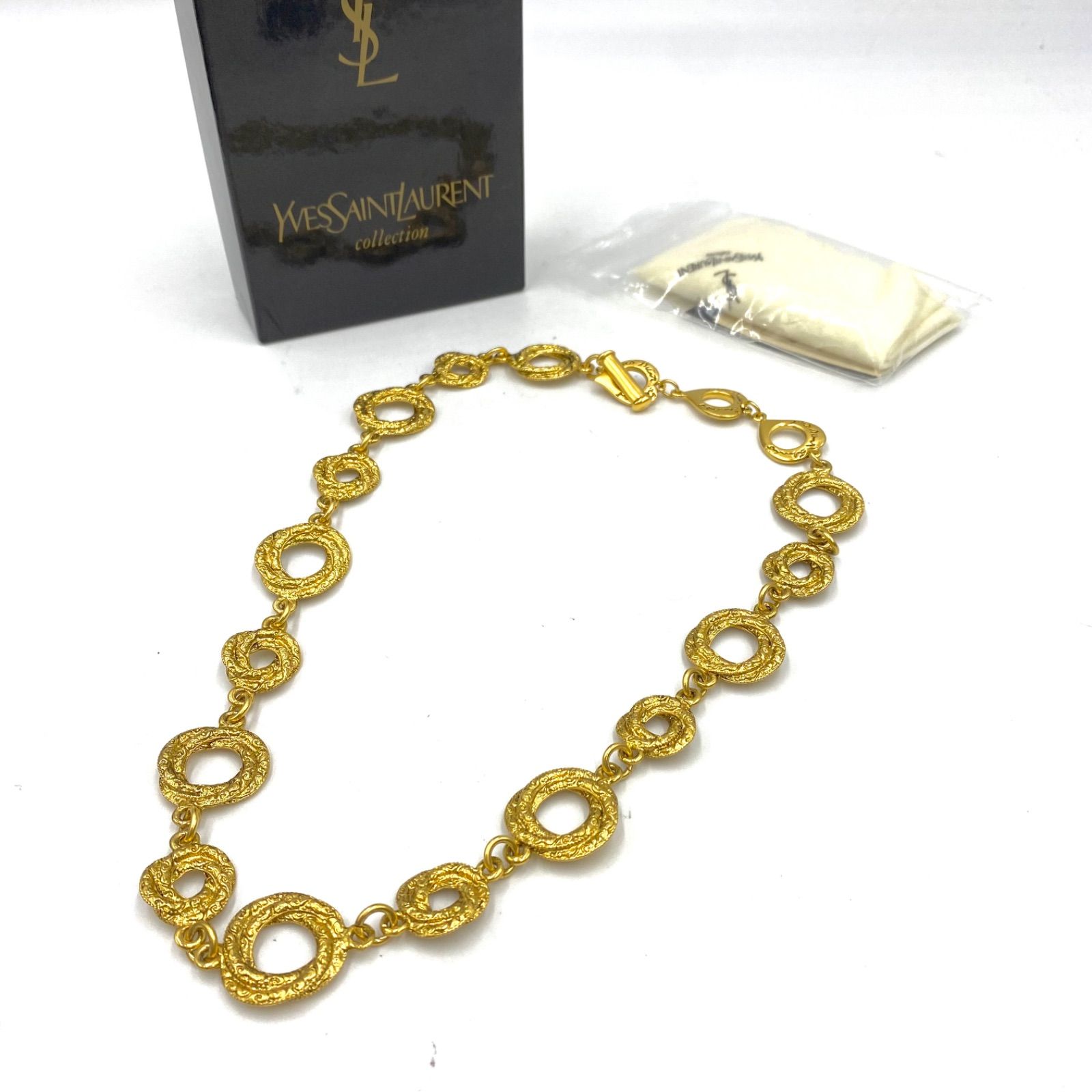 YSL Yves Saint Laurent イヴ サンローラン トグル チョーカー ネックレス ゴールド ヴィンテージ