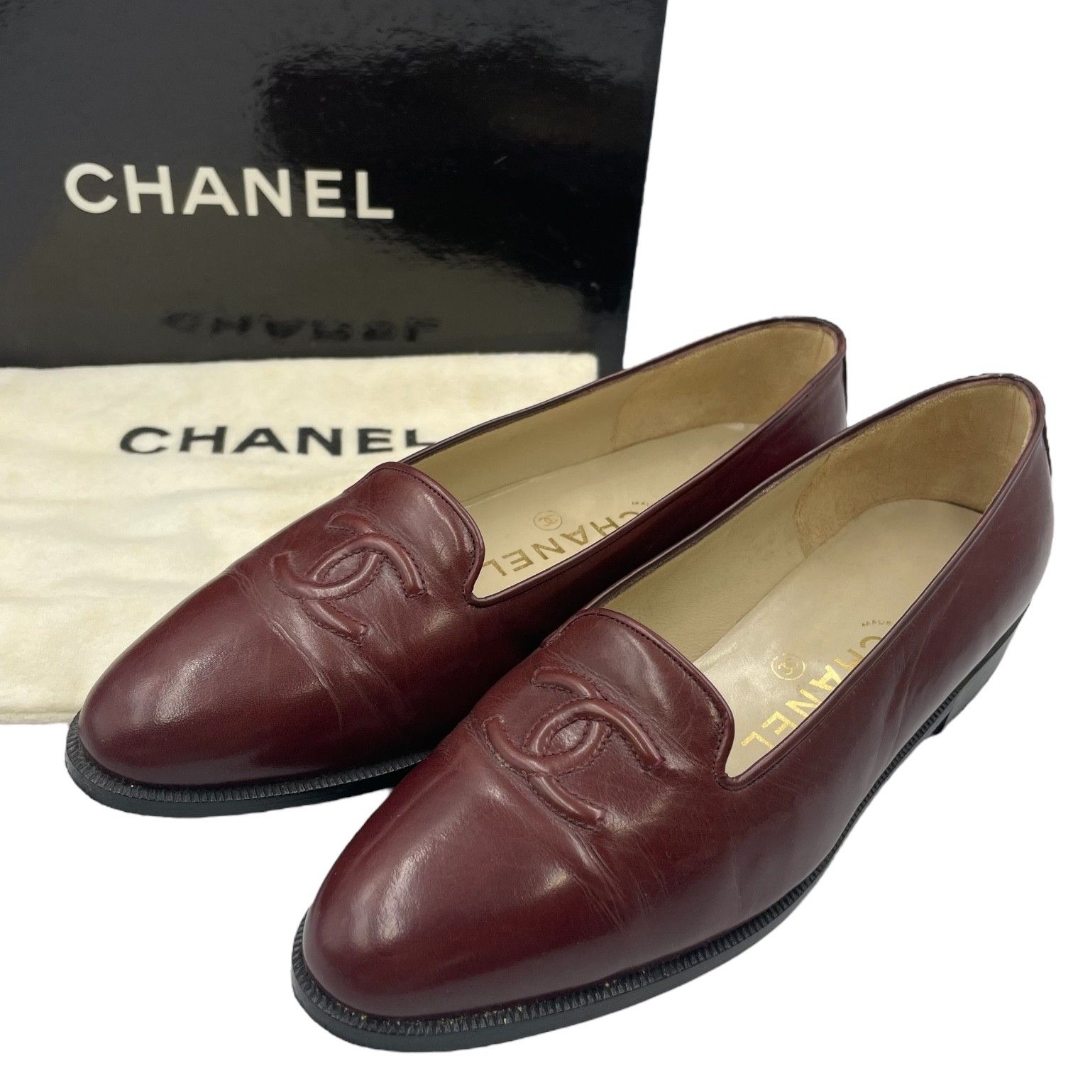美品 CHANEL シャネル パンプス レザー レッド ココマーク