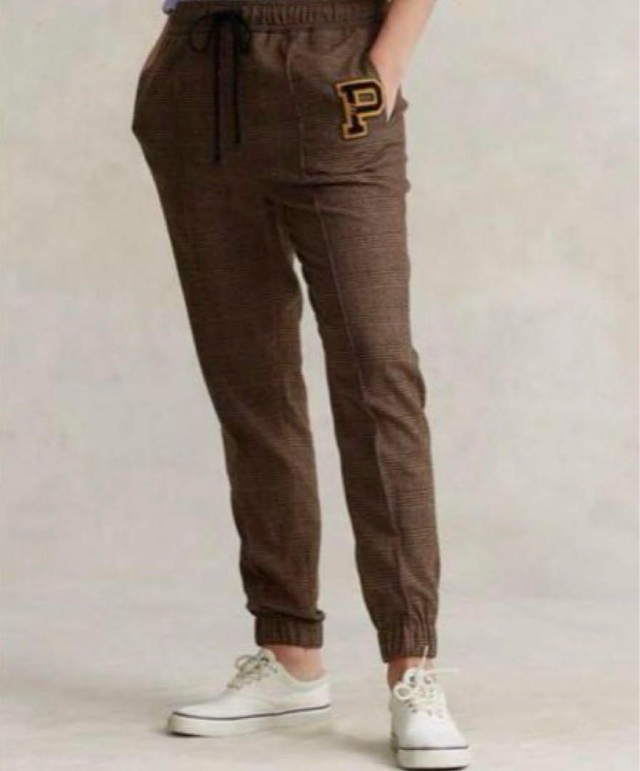 ポロラルフローレン ワッペン チェック ジョガーパンツ XS ブラウン