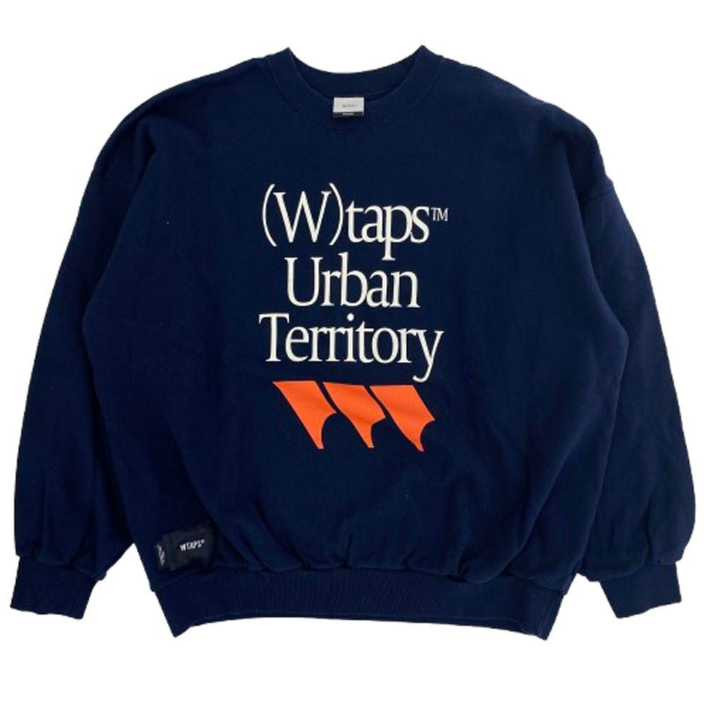 WTAPS ダブルタップス 22AW 222ATDT-CPM01S FORTLESS SWEATER クルーネック ロゴ プリント スウェット ネイビー系 04