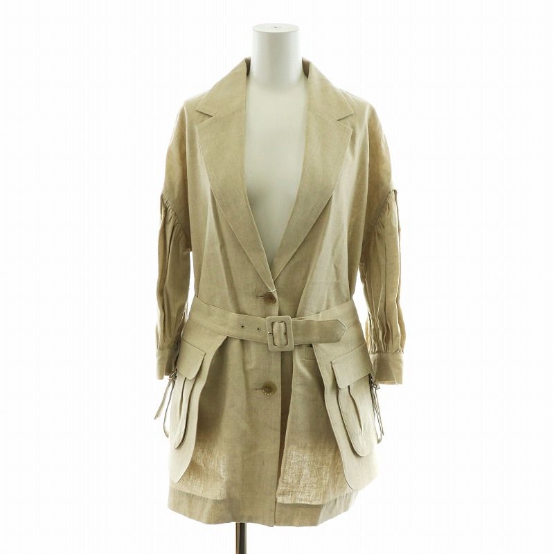 コエル COEL ベルト付きリネンジャケット テーラードジャケット 麻混 38 M ベージュ 183202012 AN9 GY36