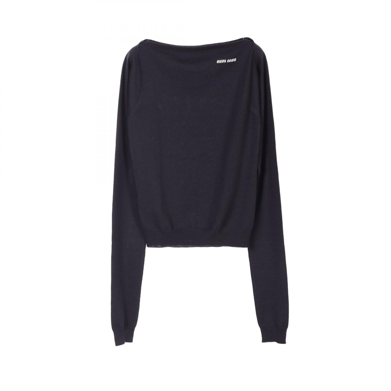 ミュウ ミュウ Miu Miu ニット ボートネック MMLA85 ネイビー ウール ニット レディース Used A