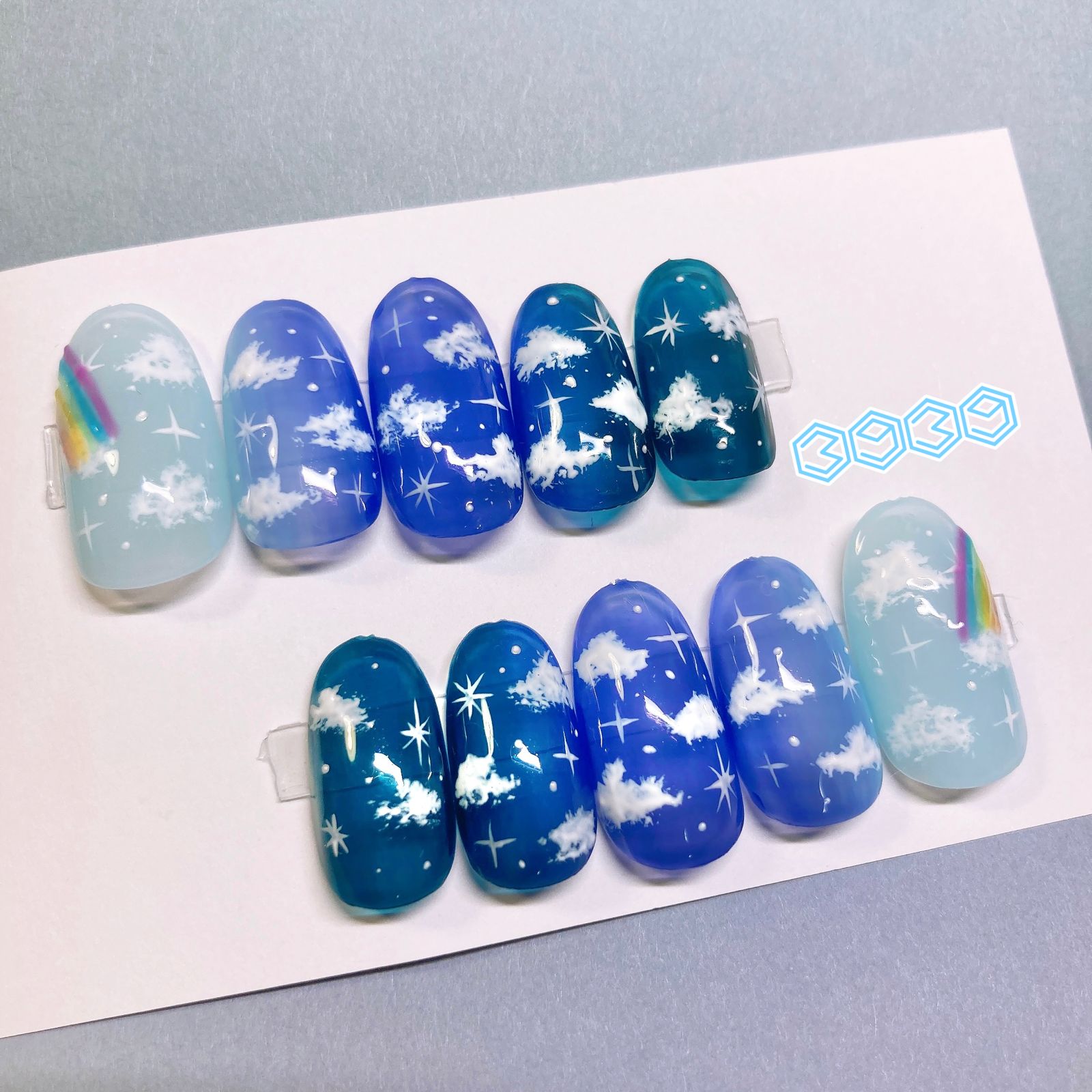 35青い海、白い雲、青い空イメージネイルチップ